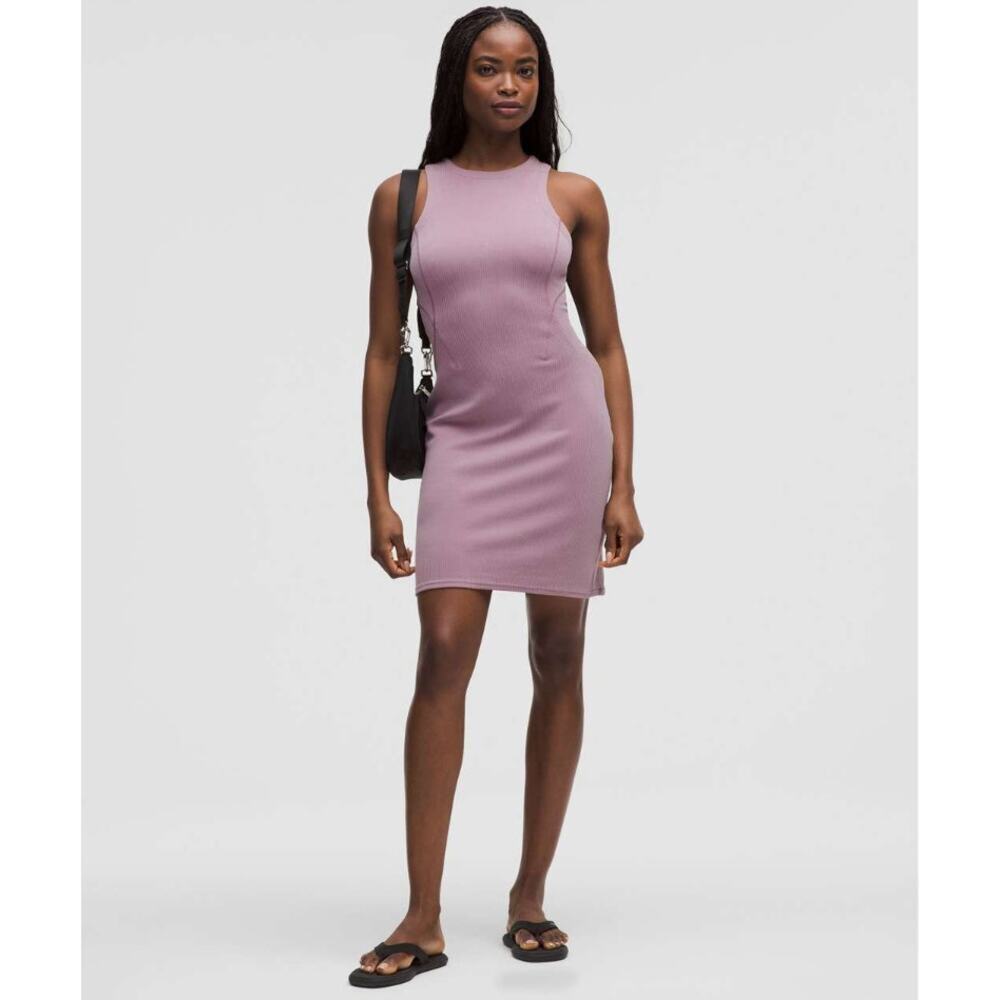 NWT Lululemon Ribbed Softstreme Slim-Fit Tank Dress‎ Lavender Lux Size 14